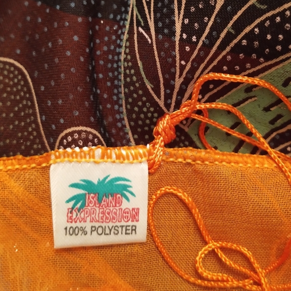 Tropical Saree Cover Up/Shawl/Wrap With Lightly Beaded Fringe from Barbados 🏝️ - Picture 7 of 7